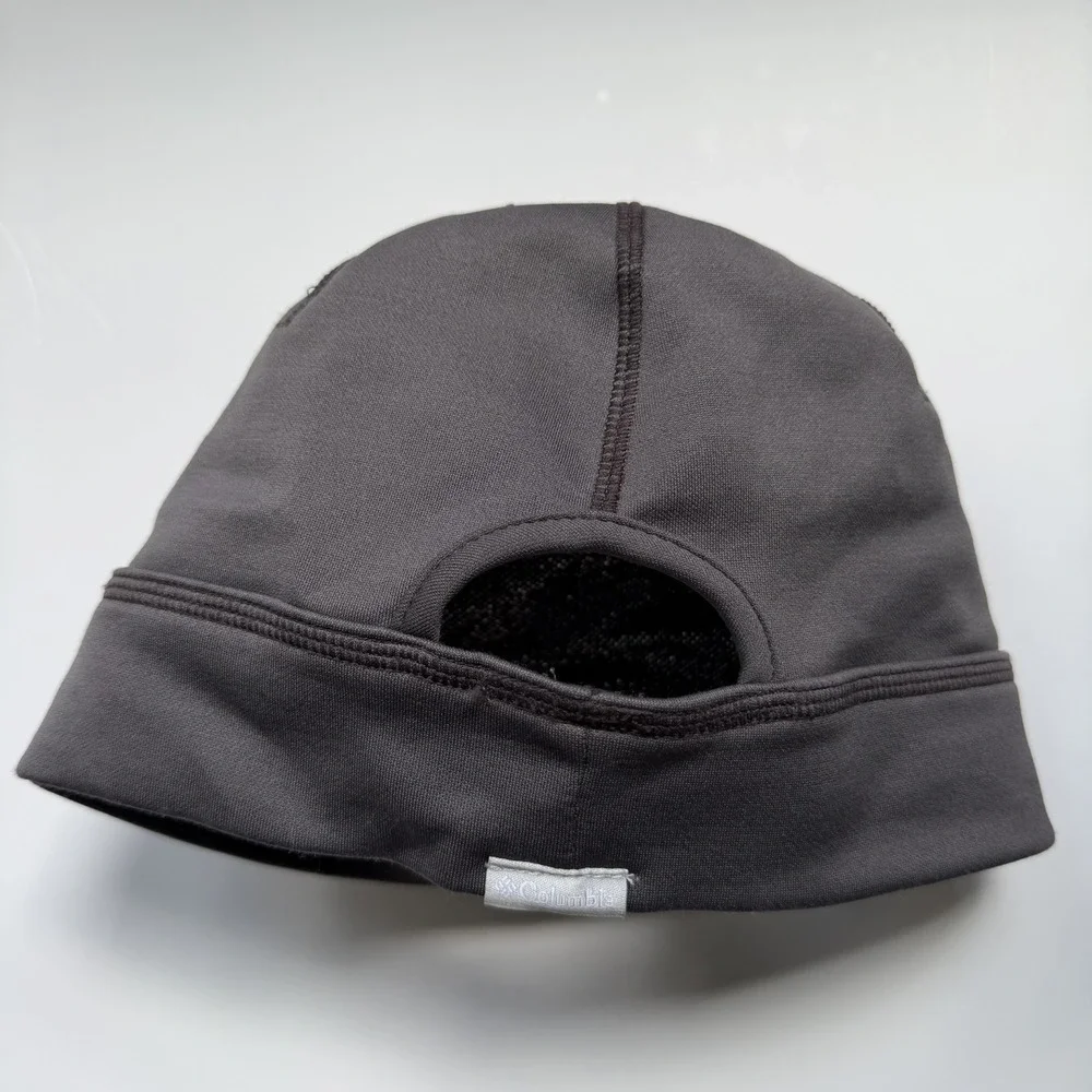Columbia Omni Heat Beanie Pony Tail Womens Sz L/XL Taupe Gray Thermal Hat